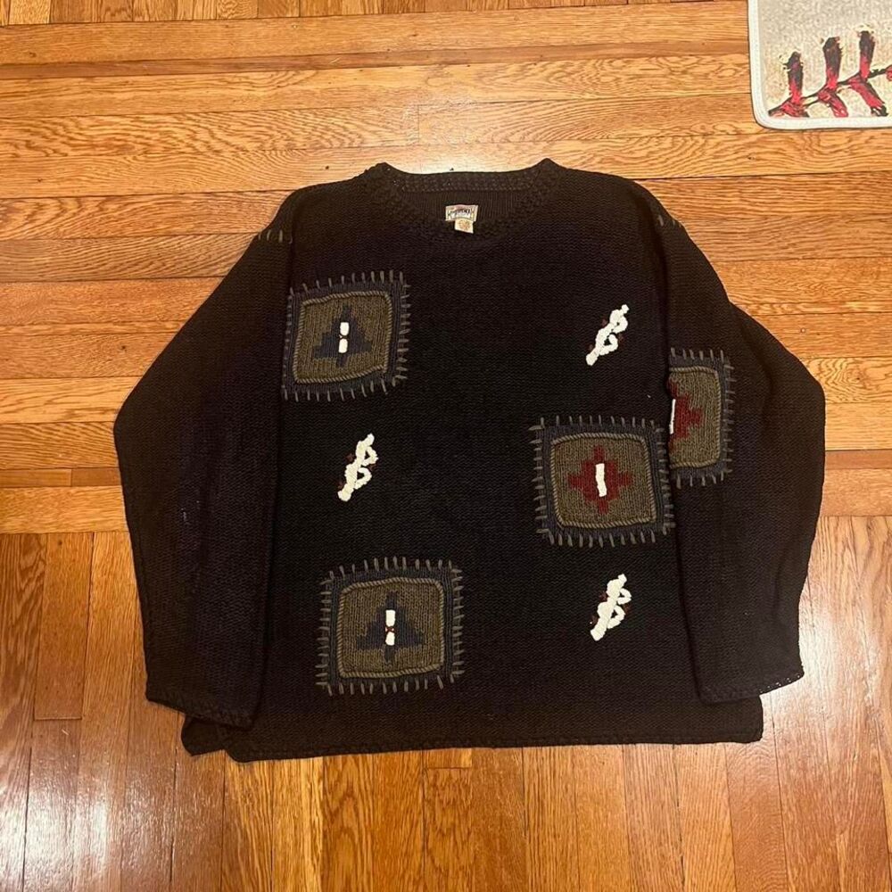 Aop pattern half silk 90s‎ sweater